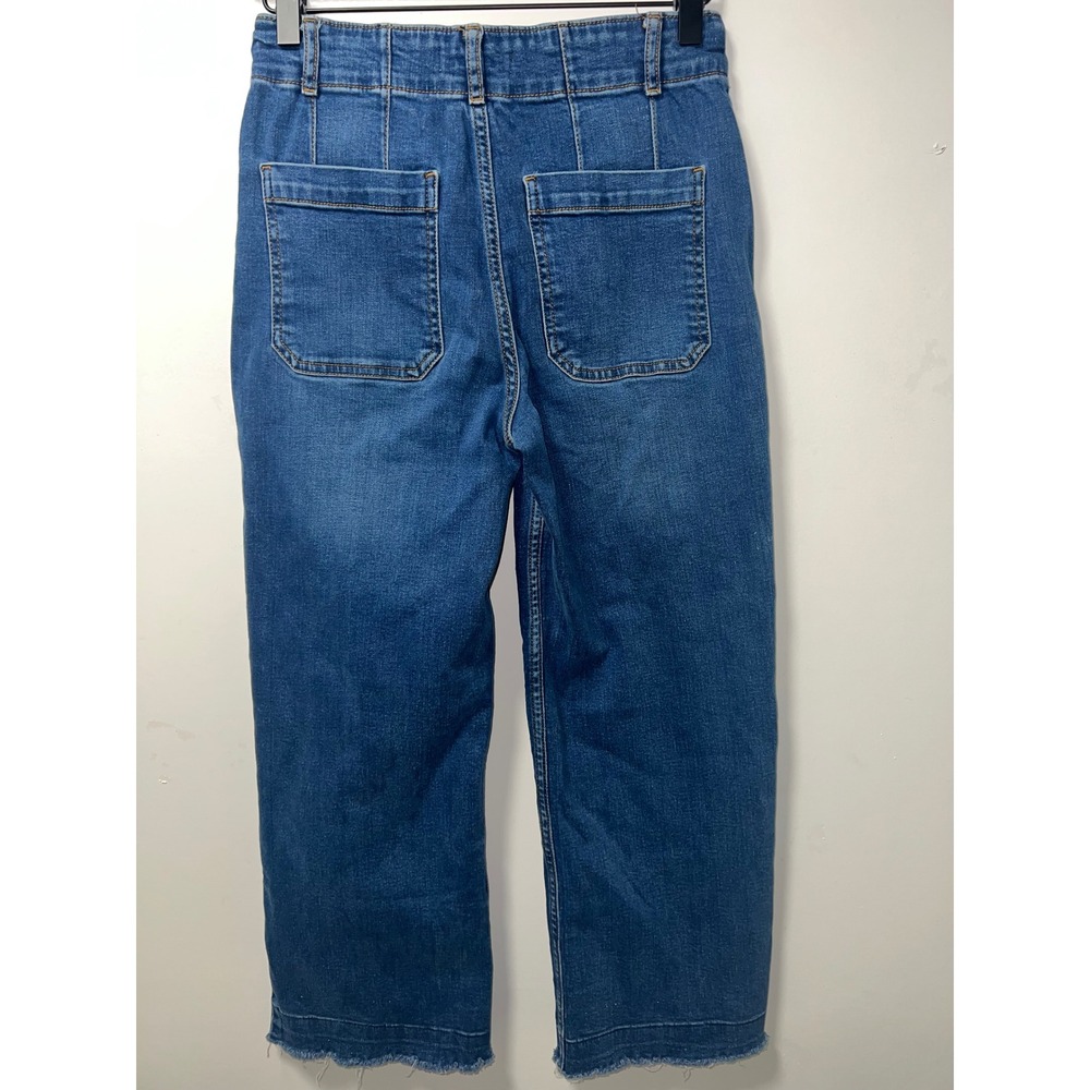 Bagatelle Collection High Rise Wide Leg Crop Jeans Raw Hem Blue Size 26 82299 - Picture 7 of 9